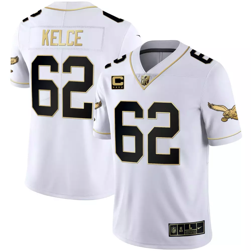 Kelce 62 Eagles Jersey White Spirit Week Men Player Alternate Black Gold Vapor All