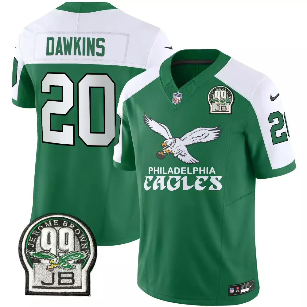 Brian Dawkins 20 Jersey Green Jerome Brown Memorial Philadelphia Eagles 99 Jb Men