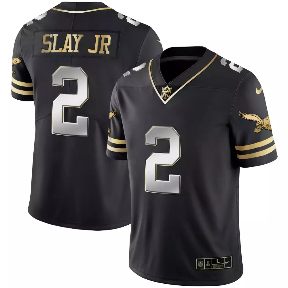 Darius Slay Jr. 2 Jersey Black Midnight Green Philadelphia Eagles Men Player Gold