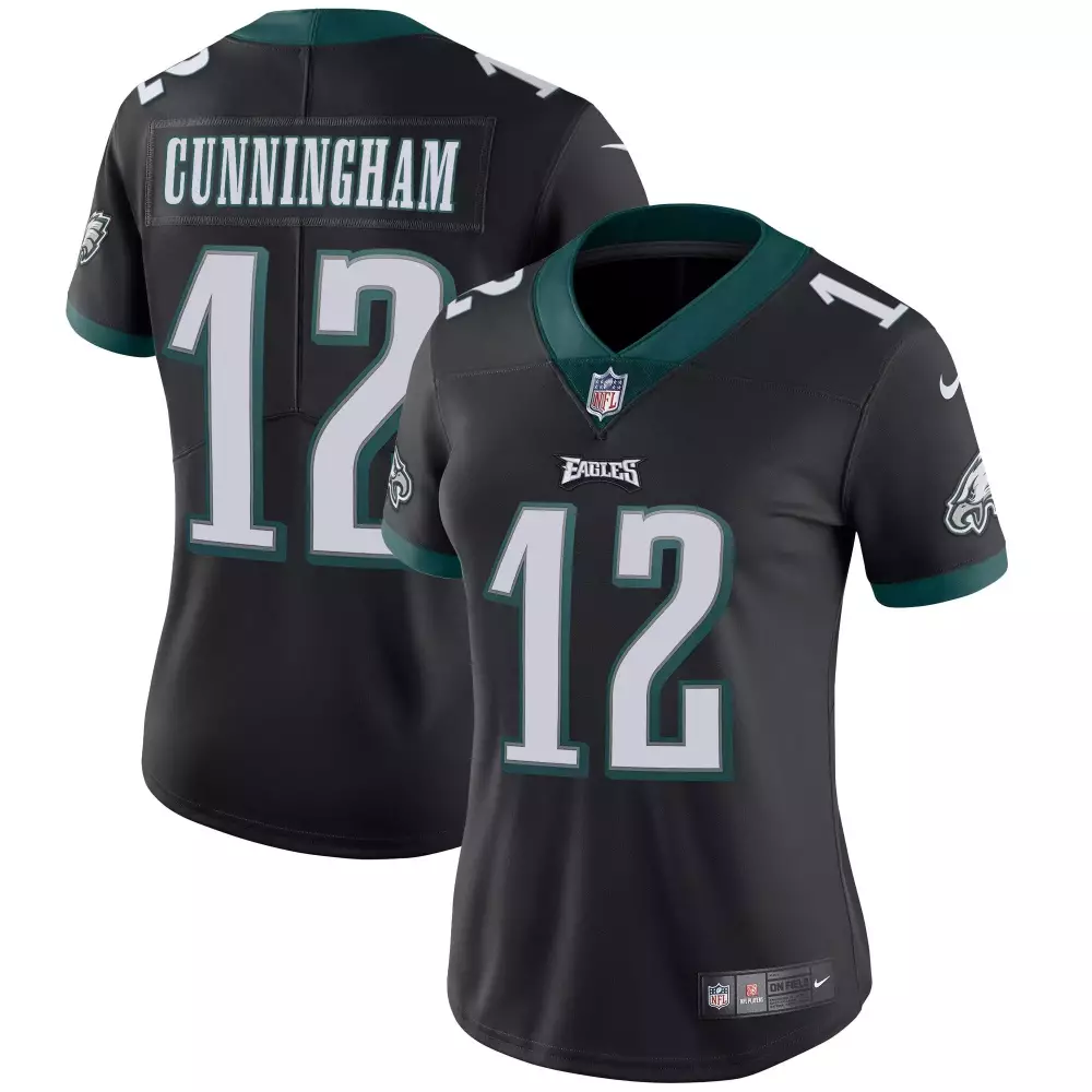 Cunningham 12 Eagles Jersey Black Women Standard Green White Stitched