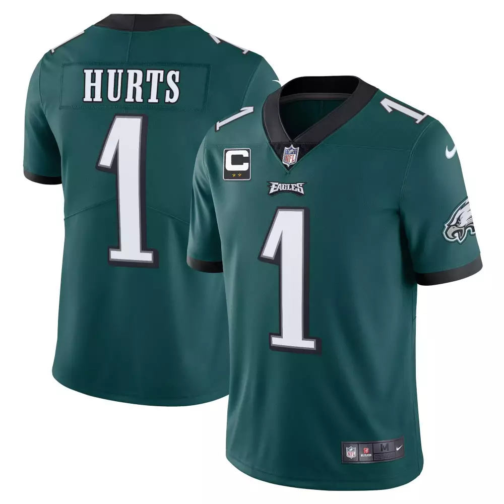 Jalen Hurts 1 Eagles Jersey Green Men Official Black White Vapor All Stitched