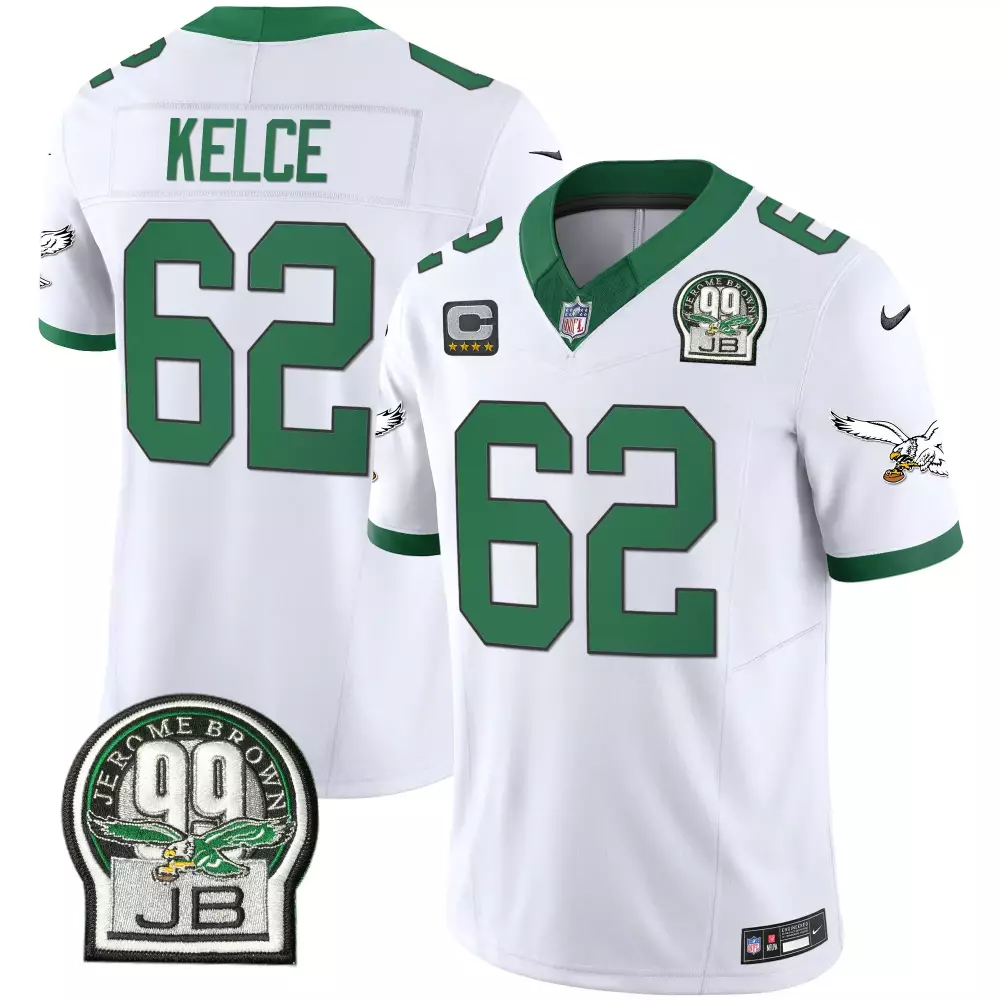 Kelee Ringo 62 Jersey White Jerome Brown Philadelphia Eagles Captain Men Game Green