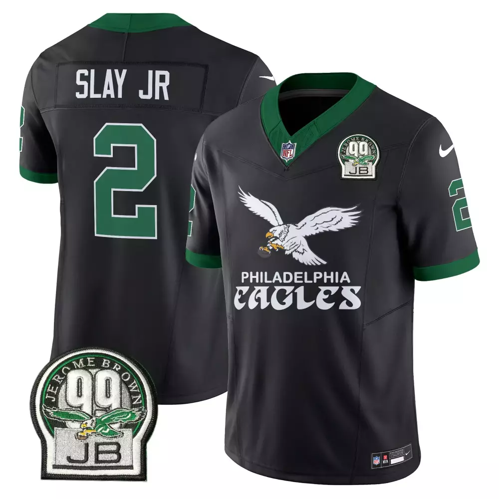 Darius Slay Jr. 2 Jersey Black Philadelphia Eagles Jerome Brown 99 Jb Men Green White