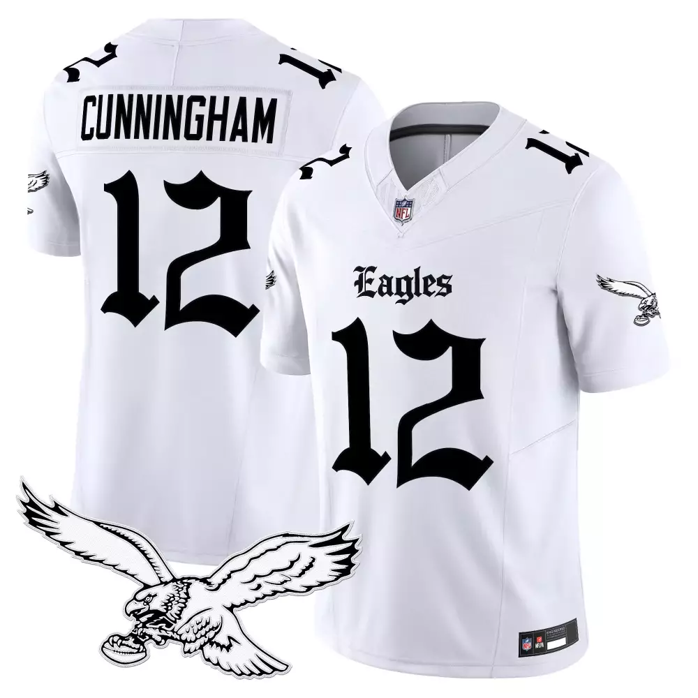Cunningham 12 Eagles Jersey White Men Black Vapor Embroidered