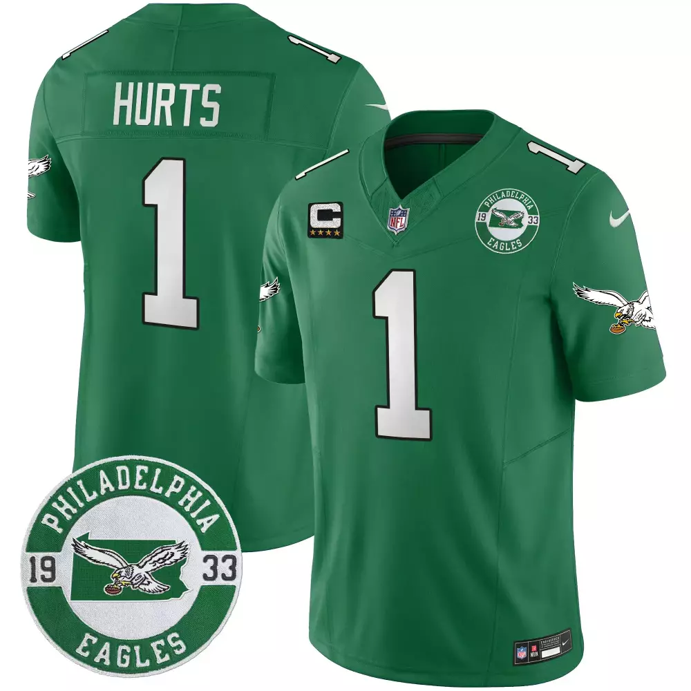 Jalen Hurts 1 Philadelphia Eagles Jersey Green Designation Stars Men Game White Throwback