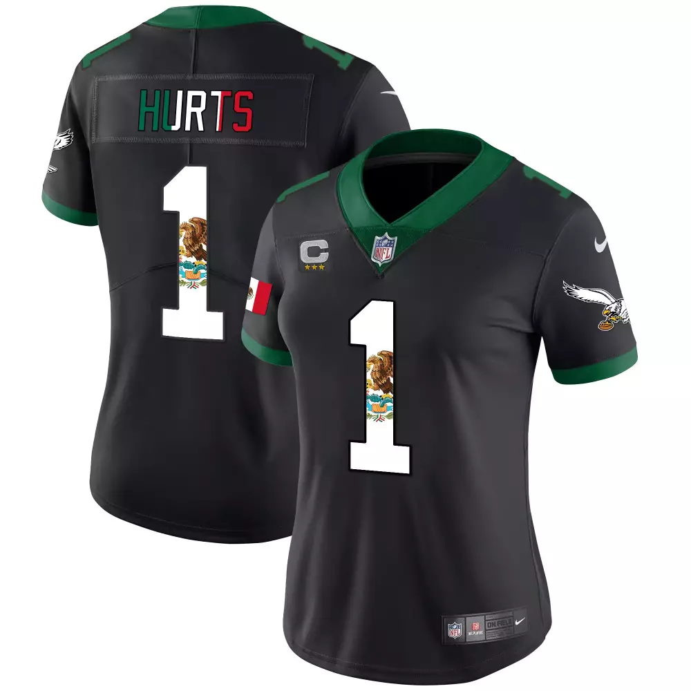 Jalen Hurts 1 Philadelphia Eagles Jersey Black Mexico City Women Green Vapor All