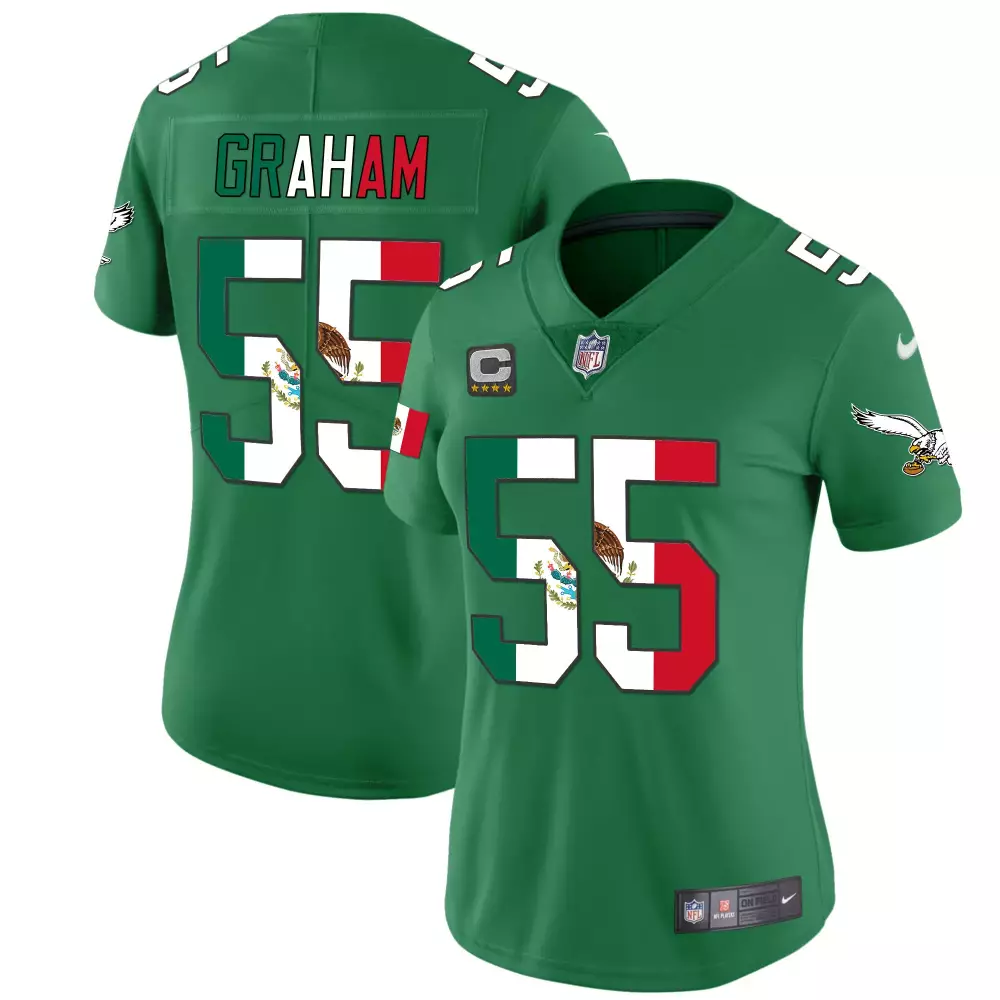 Dawkins Mexico 55 Eagles Jersey Green Women V-neck White Red All Stitched Vapor