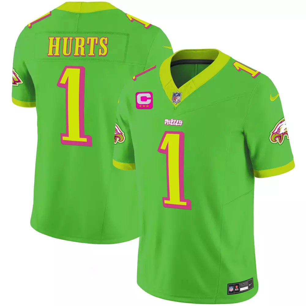 Jalen Hurts 1 Philadelphia Eagles Jersey Lime Green Men Alternate Hot Pink Yellow