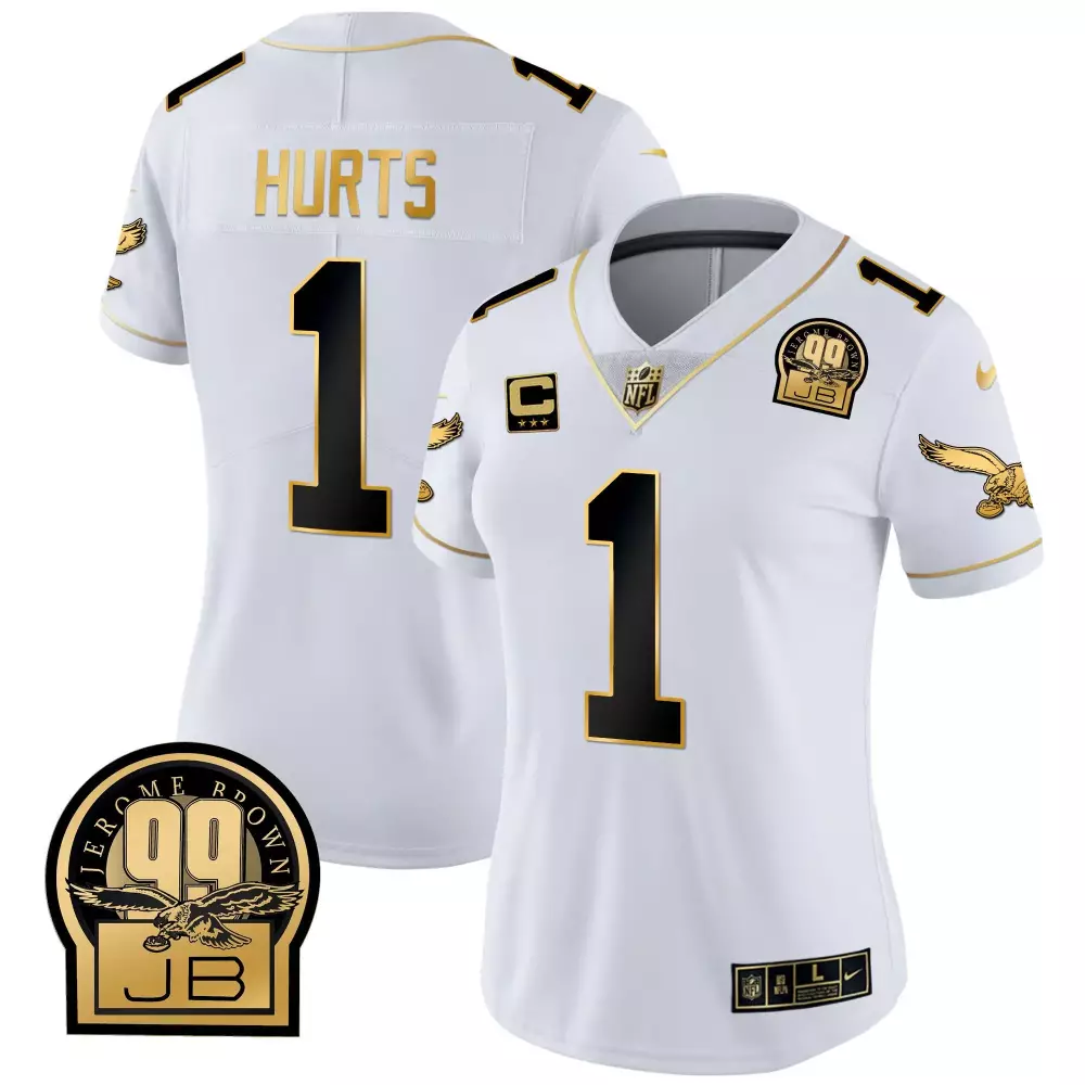 Jalen Hurts 1 Philadelphia Eagles Jersey White Jerome Brown 99 Jb Women Alternate