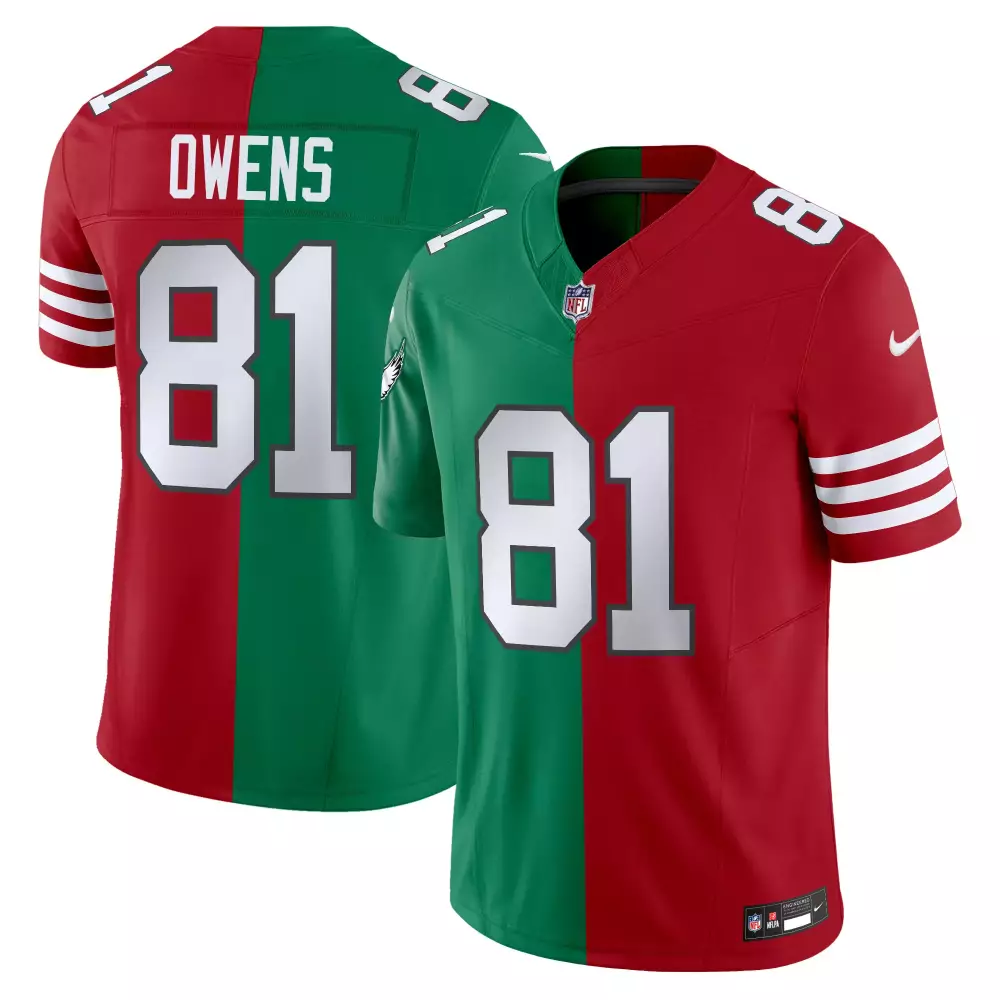 Terrell Owens 81 Eagles Jersey Green Men Split Design Red White Vapor All Stitched