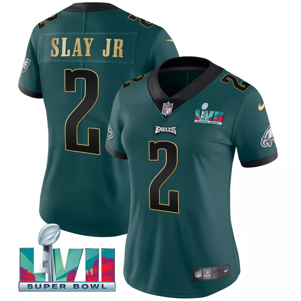 Slay Jr 2 Eagles Jersey Green Super Bowl Lvii 2022 Women Black Gold All Stitched