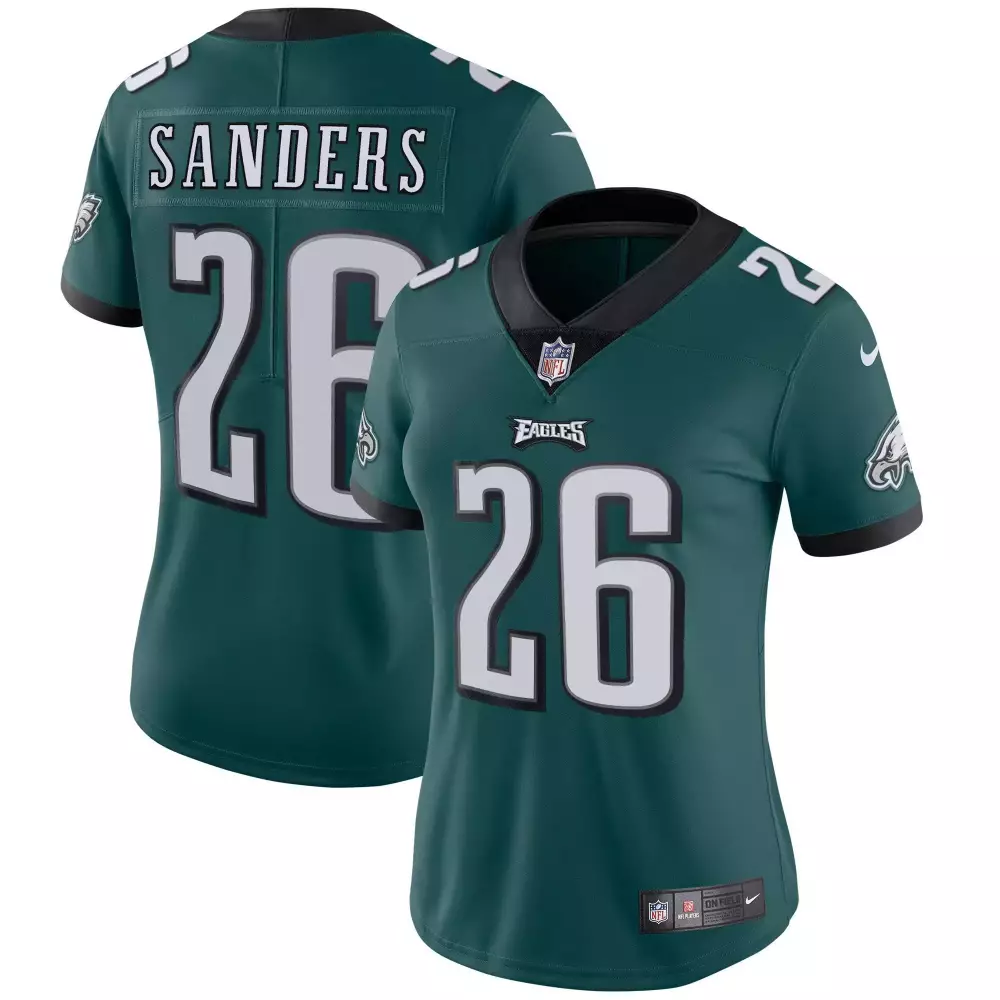 Miles Sanders 26 Eagles Jersey Green Women Full_dye Black White Vapor All Stitched