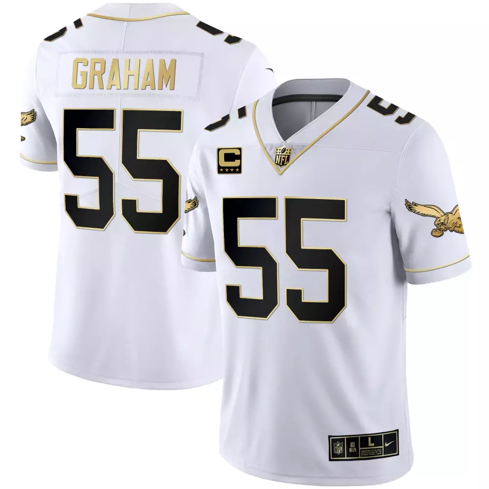 Brandon Graham 55 Jersey White Kelly Green Philadelphia Eagles (captain) Men Player