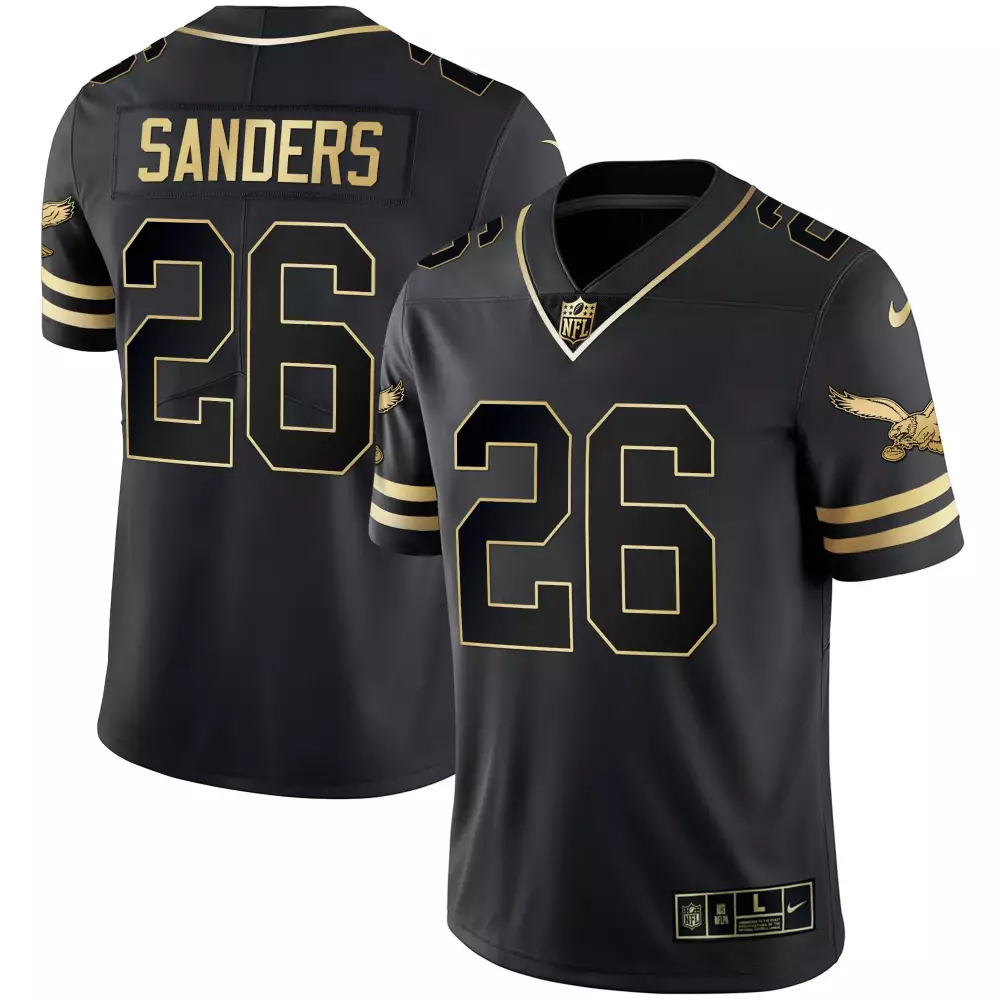 Miles Sanders 26 Jersey Black Philadelphia Eagles Men Player Alternate Gold Stitched