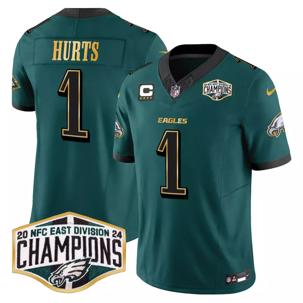 Jalen Hurts 1 Eagles Jersey Green Men Standard Black Gold Vapor Limited All