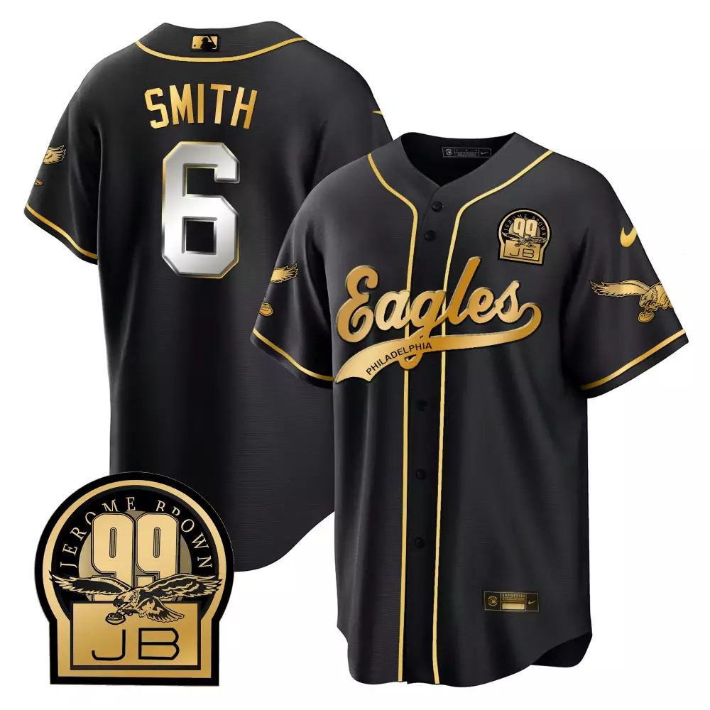 Smith 6 Eagles Jersey Black Jerome Brown 99 Jb Men Gold Limited All Stitched Vapor