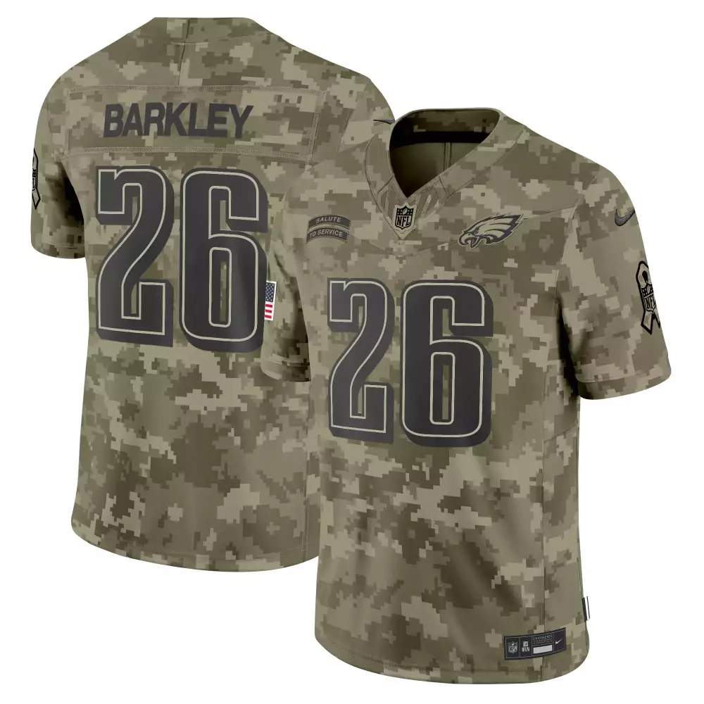 Saquon Barkley 26 Eagles Jersey Green Salute To Service Men Authentic Alternate Custom Design