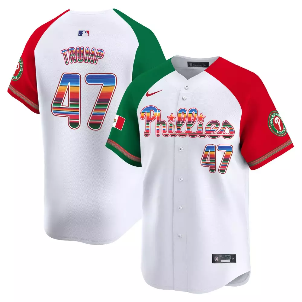 Donald Trump 47 Jersey White Cinco De Mayo Philadelphia Phillies Mexico Flag Men