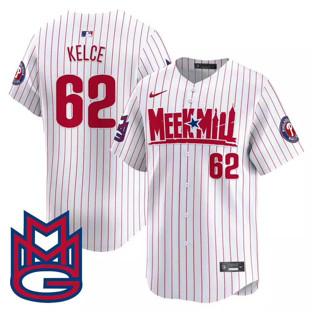 Kelce Meek 62 Jersey White Mill Philadelphia Phillies Team Men Pinstripe Red All