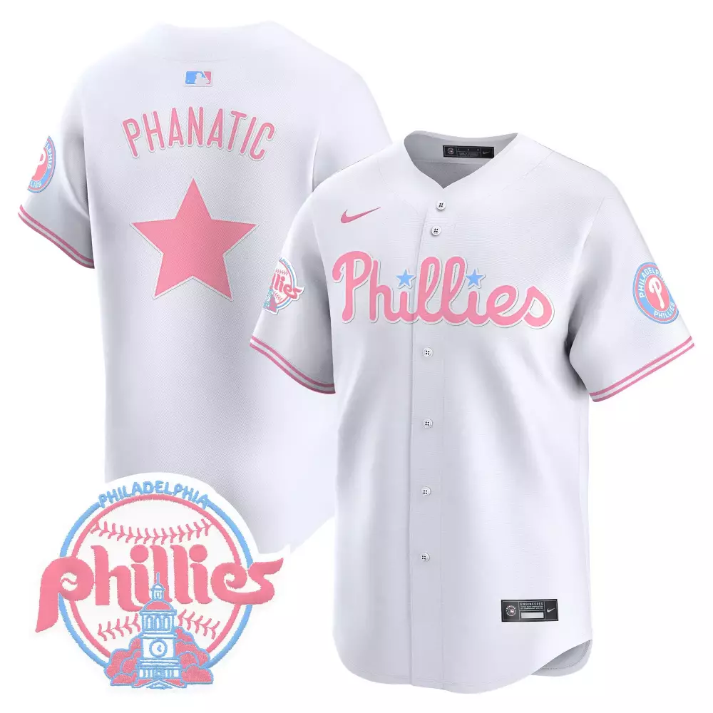 Phanatic Phillies Jersey White Pink Light Blue All Stitched Vapor