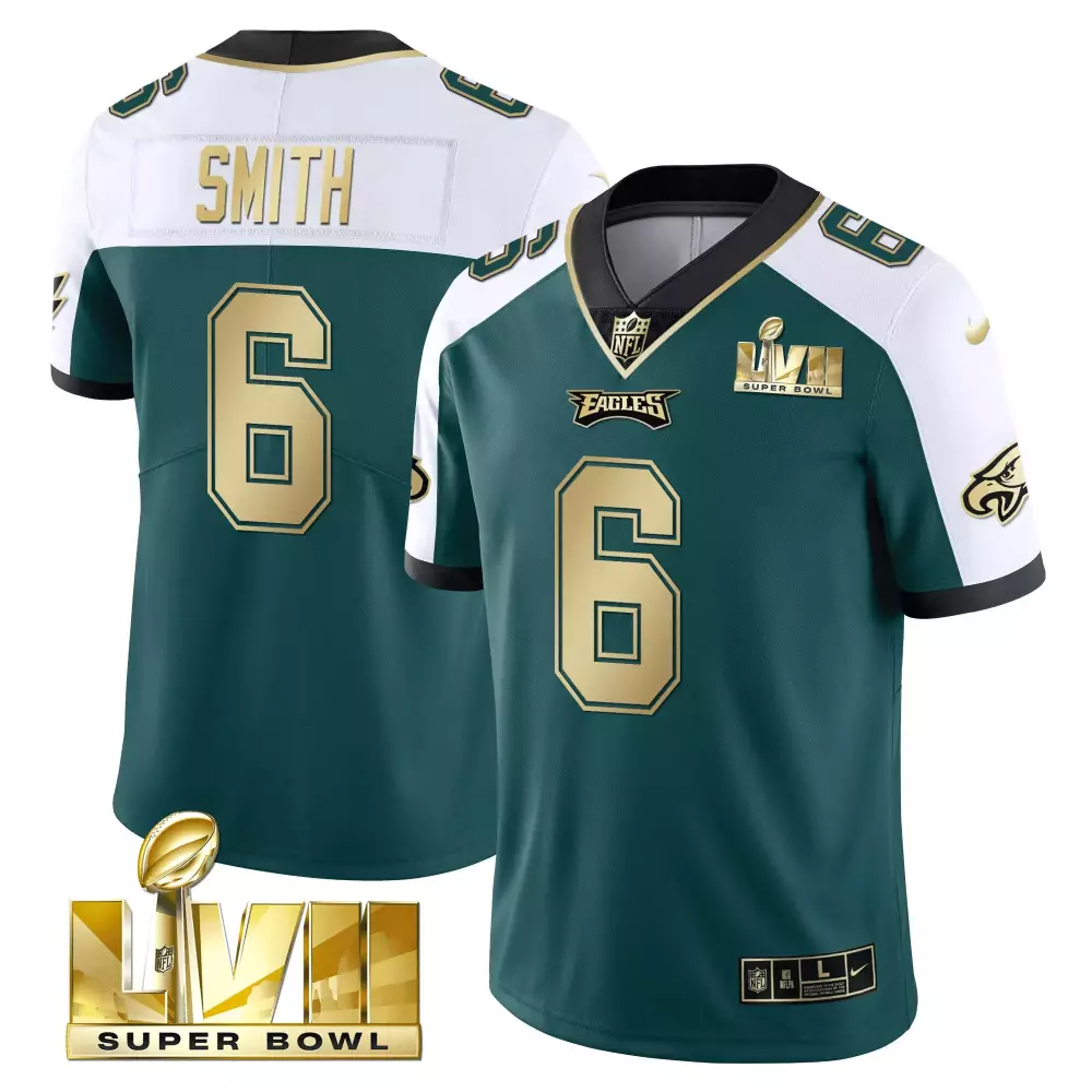 Devonta Smith 6 Eagles Jersey Green Super Bowl Lvii Men White Gold Black All Stitched