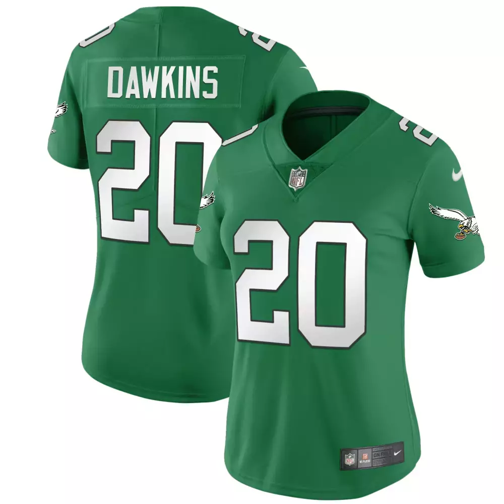 Brian Dawkins 20 Eagles Jersey Green Women Authentic White All Stitched Vapor