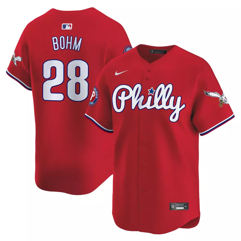 Alec Bohm 28 Phillies Jersey Red Men White Blue All Stitched Vapor