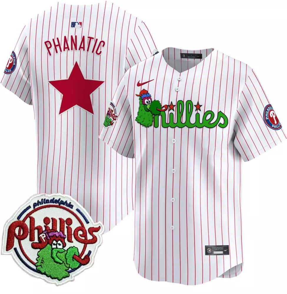 Phanatic Philadelphia Phillies Jersey White Mascot Men Red Green All Stitched Vapor