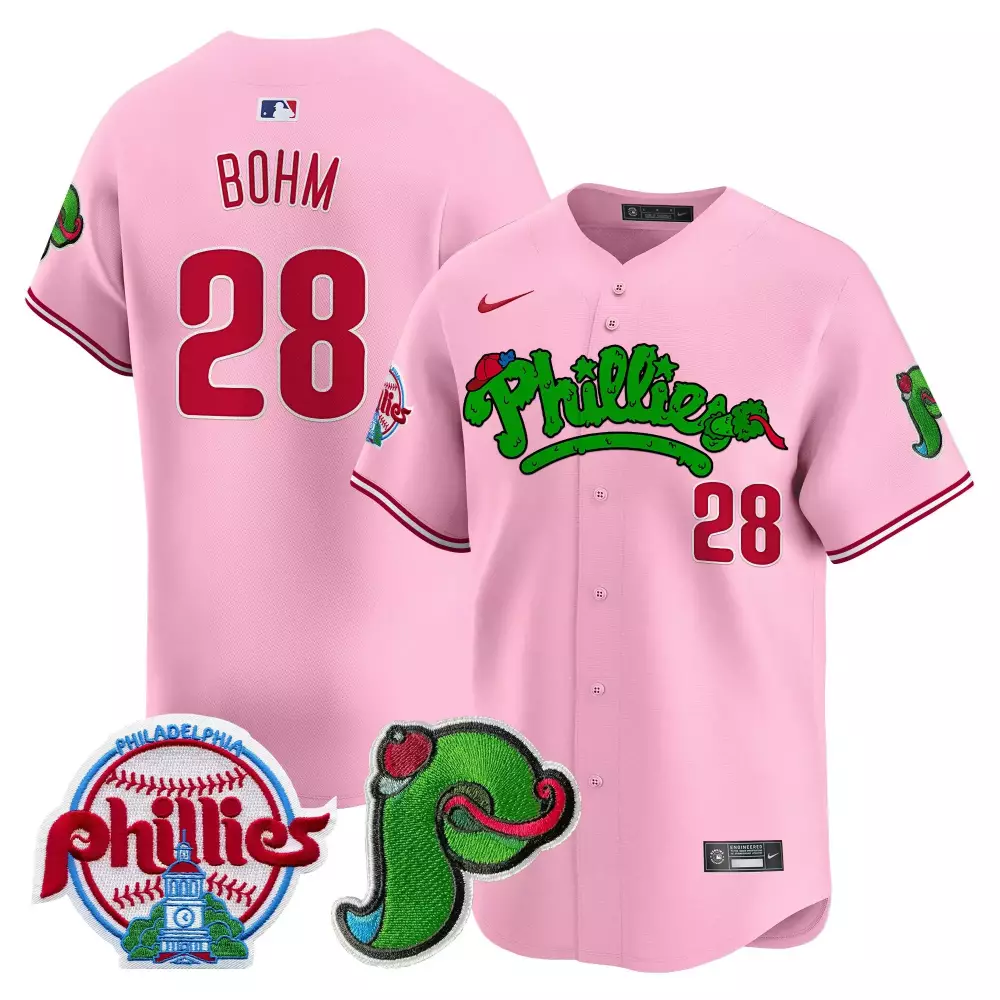Alec Bohm 28 Phillies Jersey Pink Baseball Phillie Phanatic Men Red Green Unisex