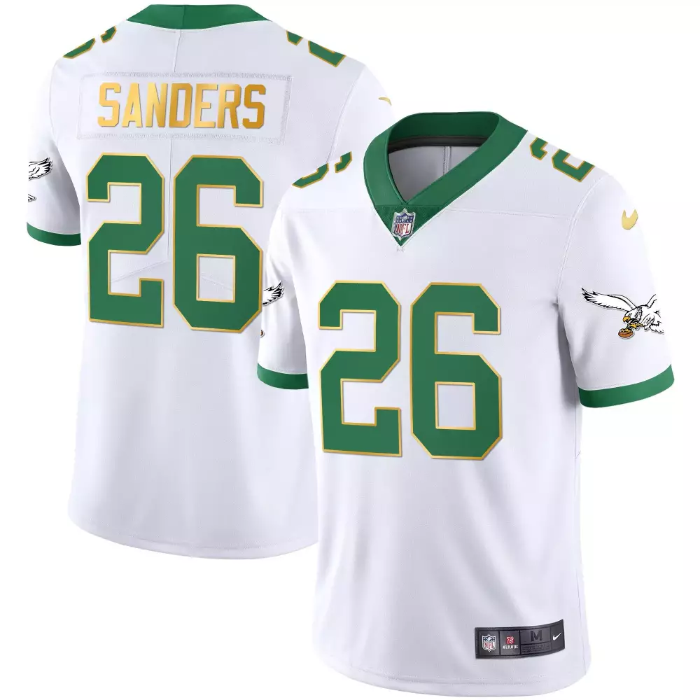 Sanders 26 Eagles Jersey White Men Standard Alternate Green Gold All Stitched Vapor