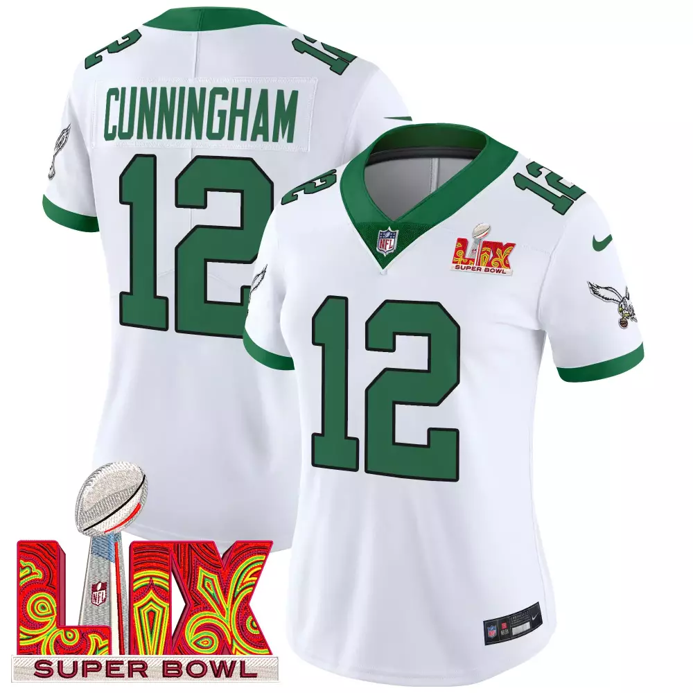 Randall Cunningham 12 Jersey White Super Bowl Lix Philadelphia Eagles Men Green Vapor