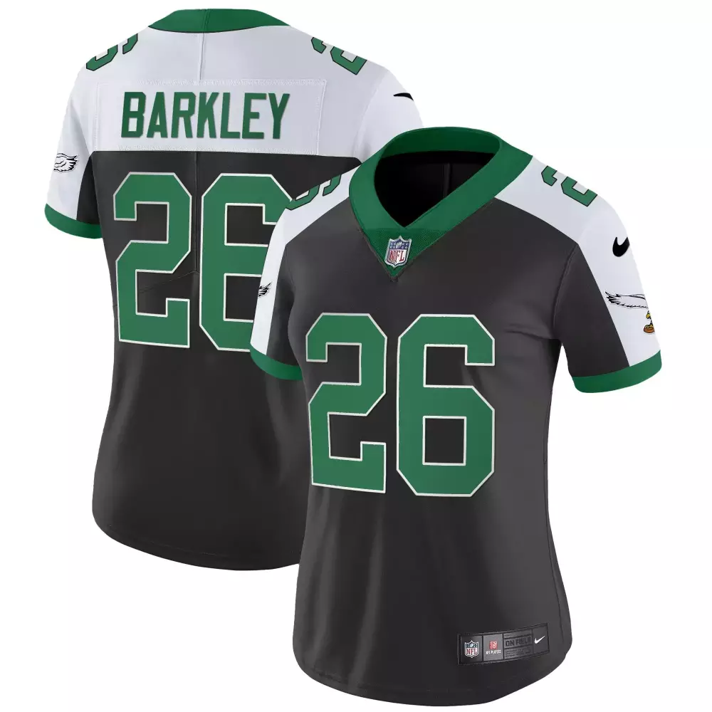 Saquon Barkley 26 Eagles Jersey Black Women Green White Alternate Vapor Limited v2