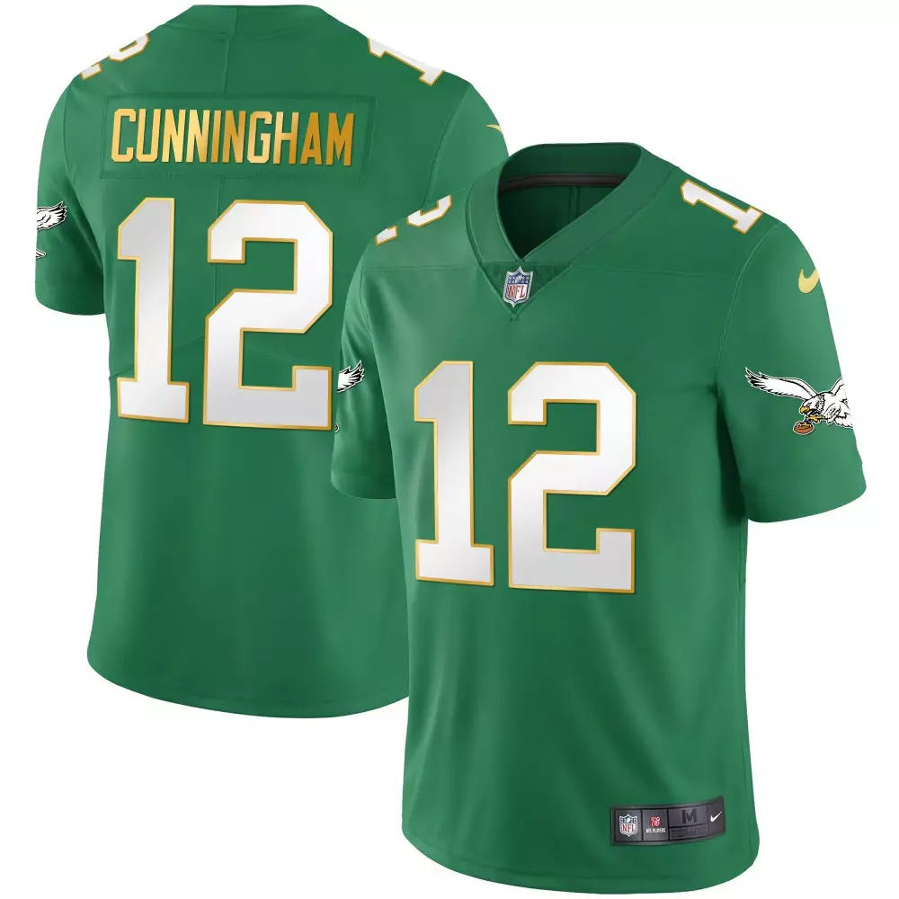 Randall Cunningham 12 Jersey Green Philadelphia Eagles Men Authentic White Gold All