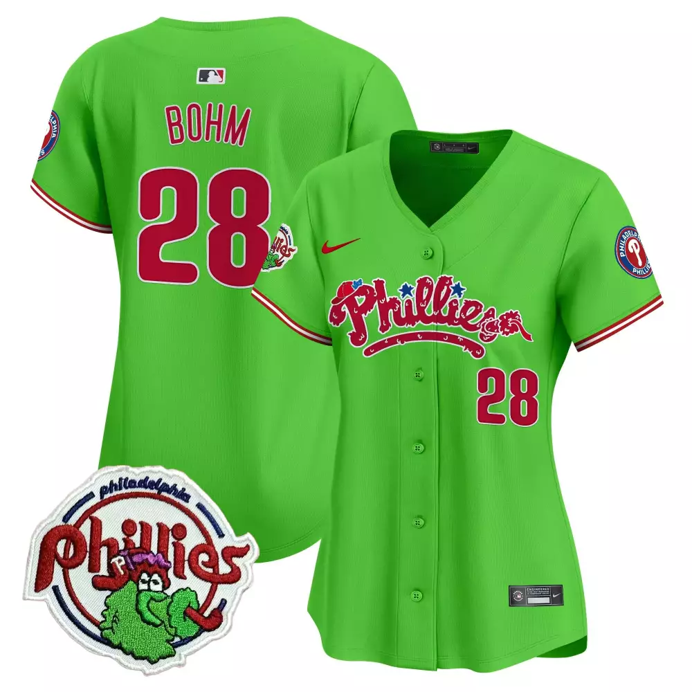 Alec Bohm 28 Phillies Jersey Green Monster Philadelphia Phanatic 2023 Men Red White