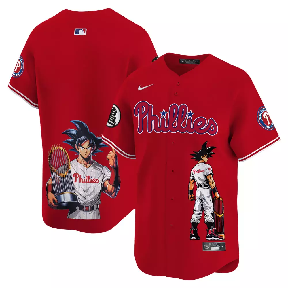 Goku 7 Phillies Jersey Red Dragon Ball Z Philadelphia Men White Blue Vapor Premier