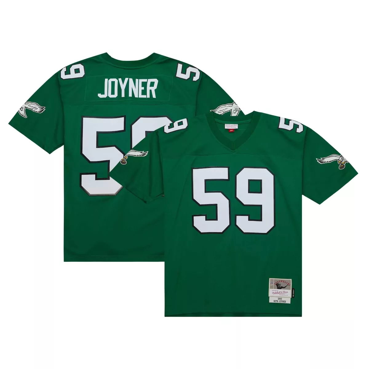 Seth Joyner 59 Eagles Jersey Green Throwback Mitchell Ness Men Standard Design White