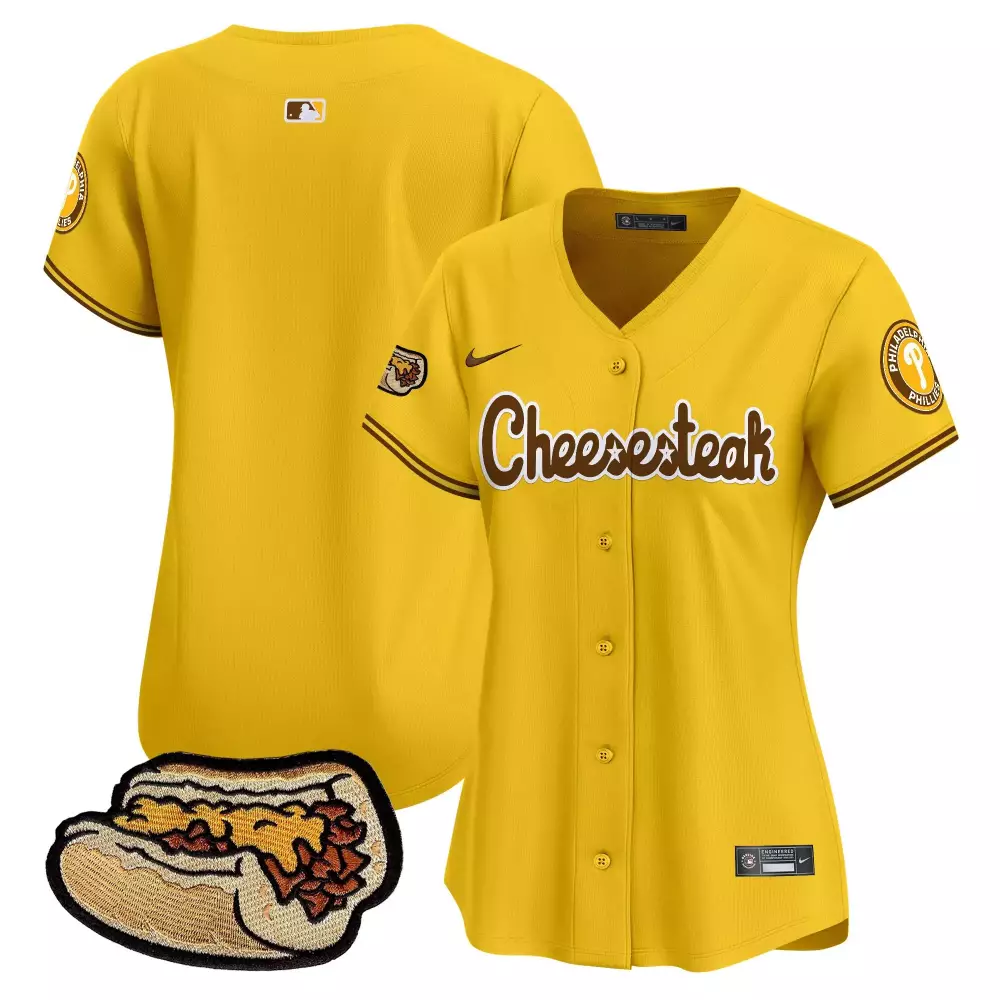 Cheesesteak Philadelphia Phillies Jersey Yellow City Connect Sandwich Women Brown