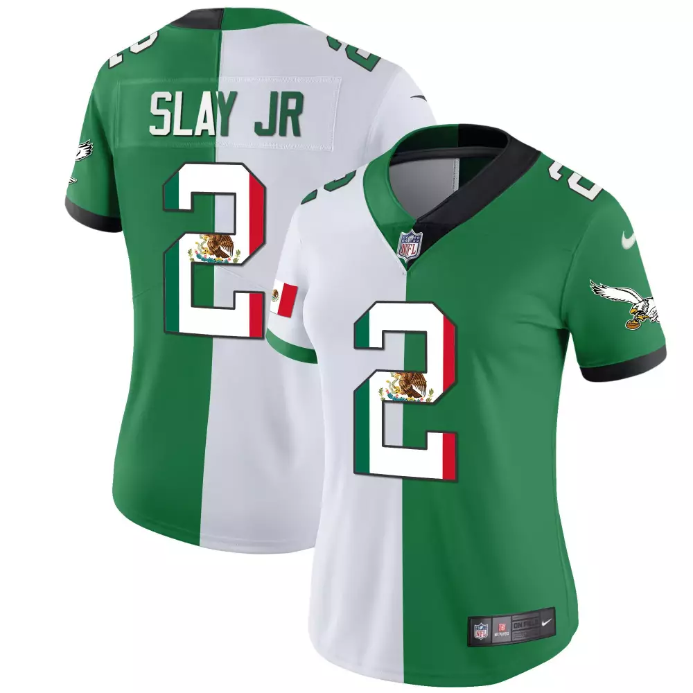 Slay Jr. 2 Eagles Jersey Green Mexico National Flag Women Split Design White All