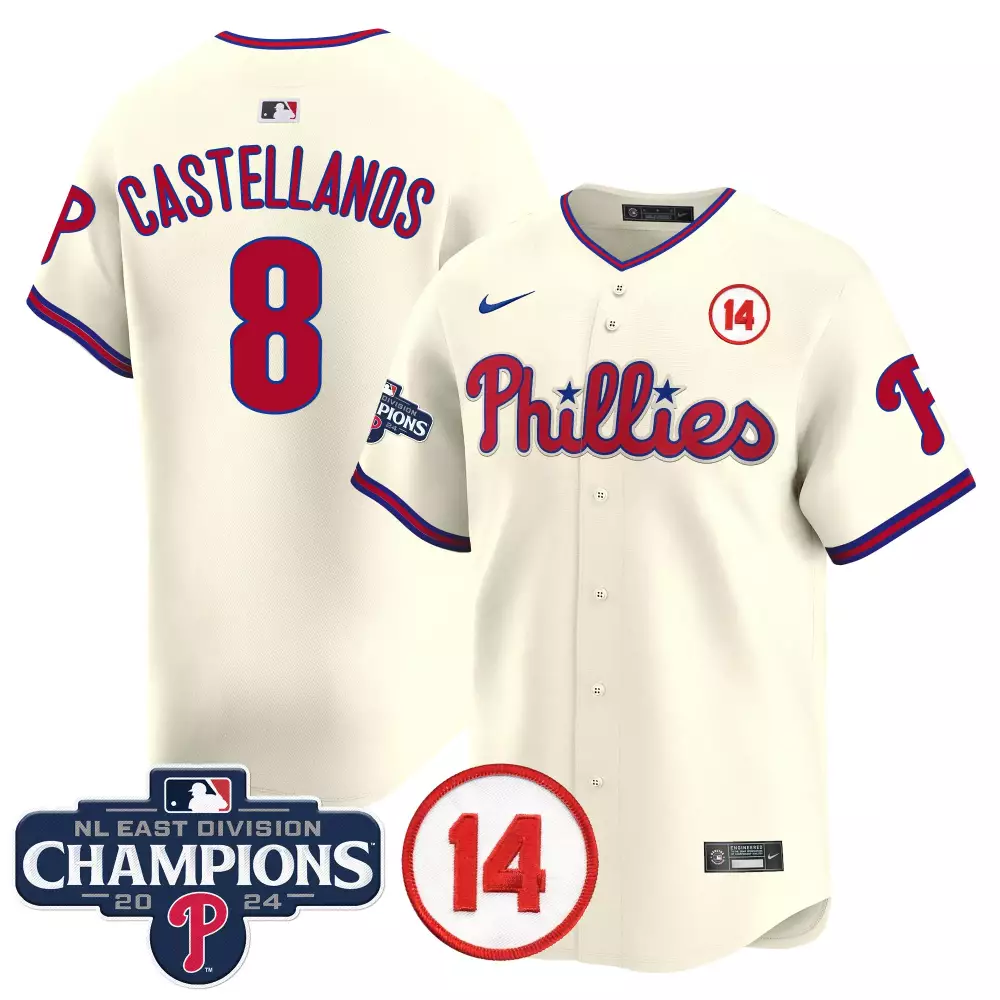 Nick Castellanos 8 Phillies Jersey Cream Men Red Blue Vapor Premier Limited