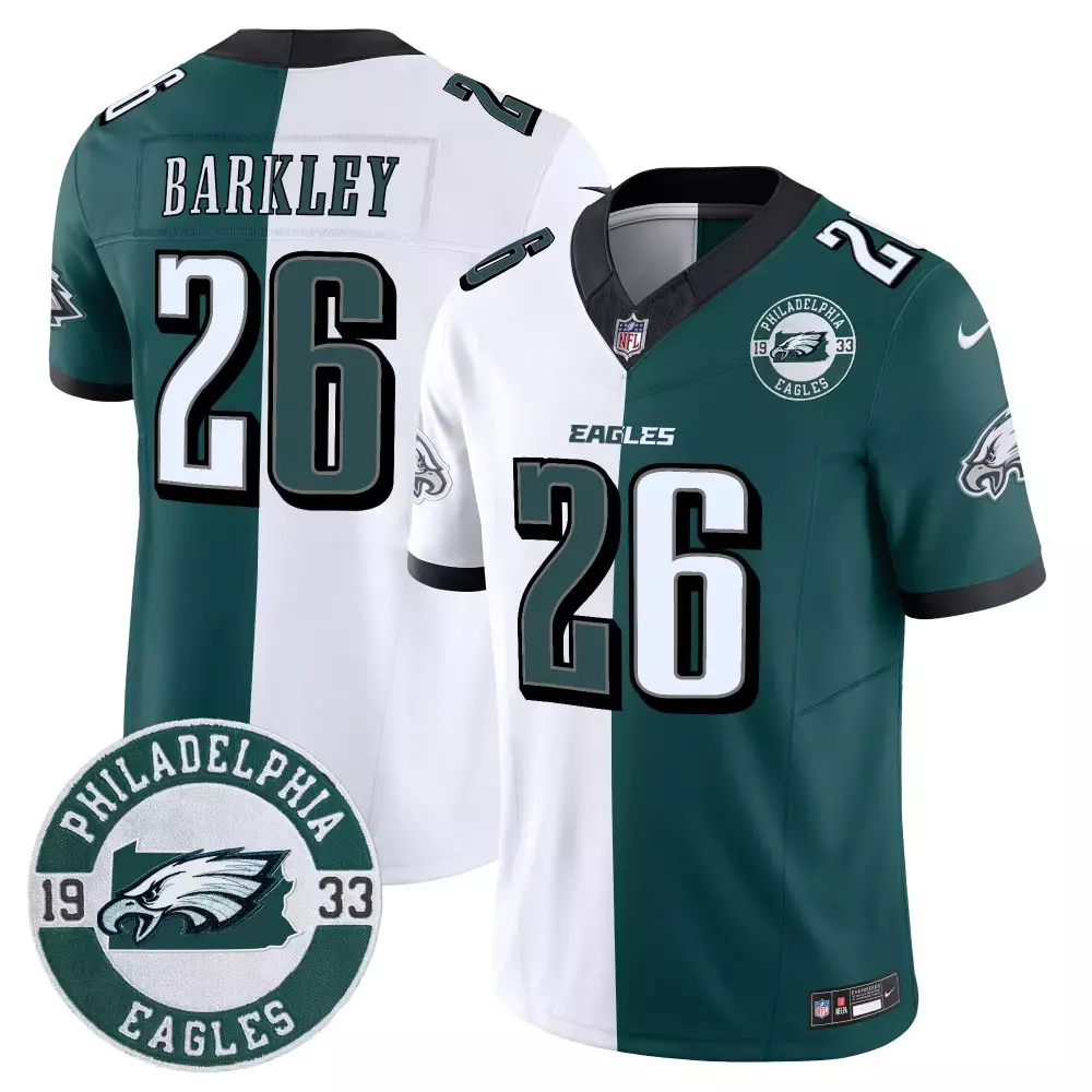 Saquon Barkley 26 Jersey Midnight Green Philadelphia Eagles Founding Year Men Split