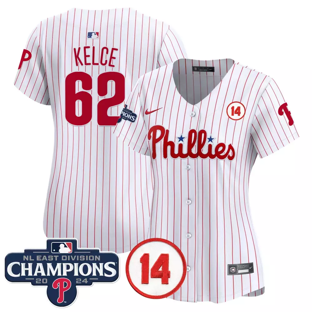 Jason Kelce 62 Phillies Jersey White Nl East Division Champions Men Red Vapor Premier