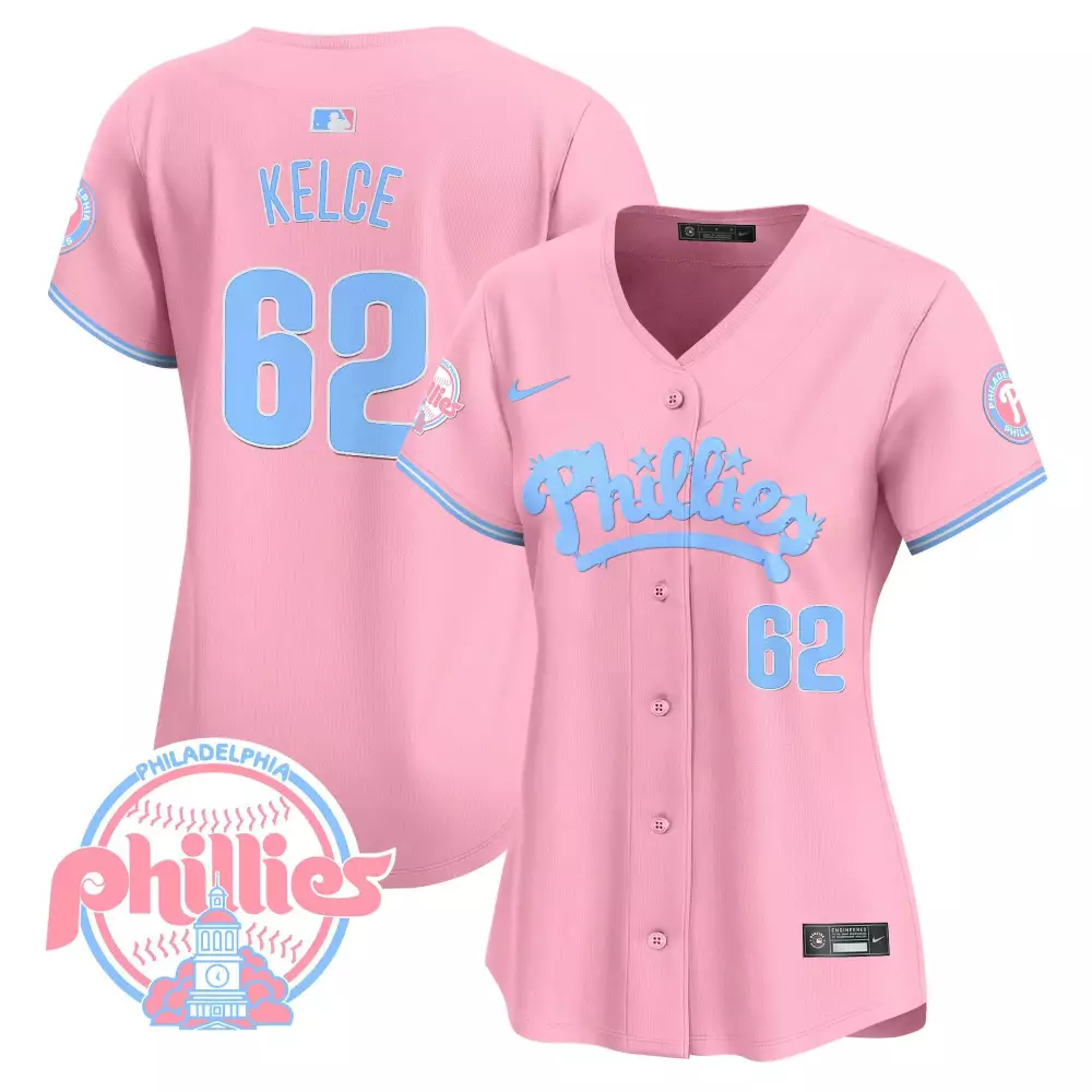 Jason Kelce 62 Phillies Jersey Pink Women Alternate Light Blue All Stitched Vapor