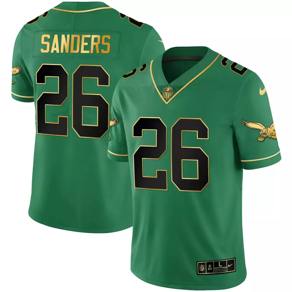 Miles Sanders 26 Jersey Green Philadelphia Eagles Men NFL Black Gold Stitched