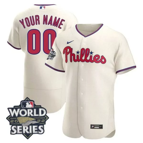 Custom Phillies Jersey Cream 2022 World Series Men Red Blue All Stitched