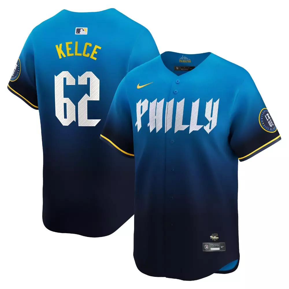 Jason Kelce 62 Jersey Blue City Connect Philadelphia Phillies Majestic Athletic Tag