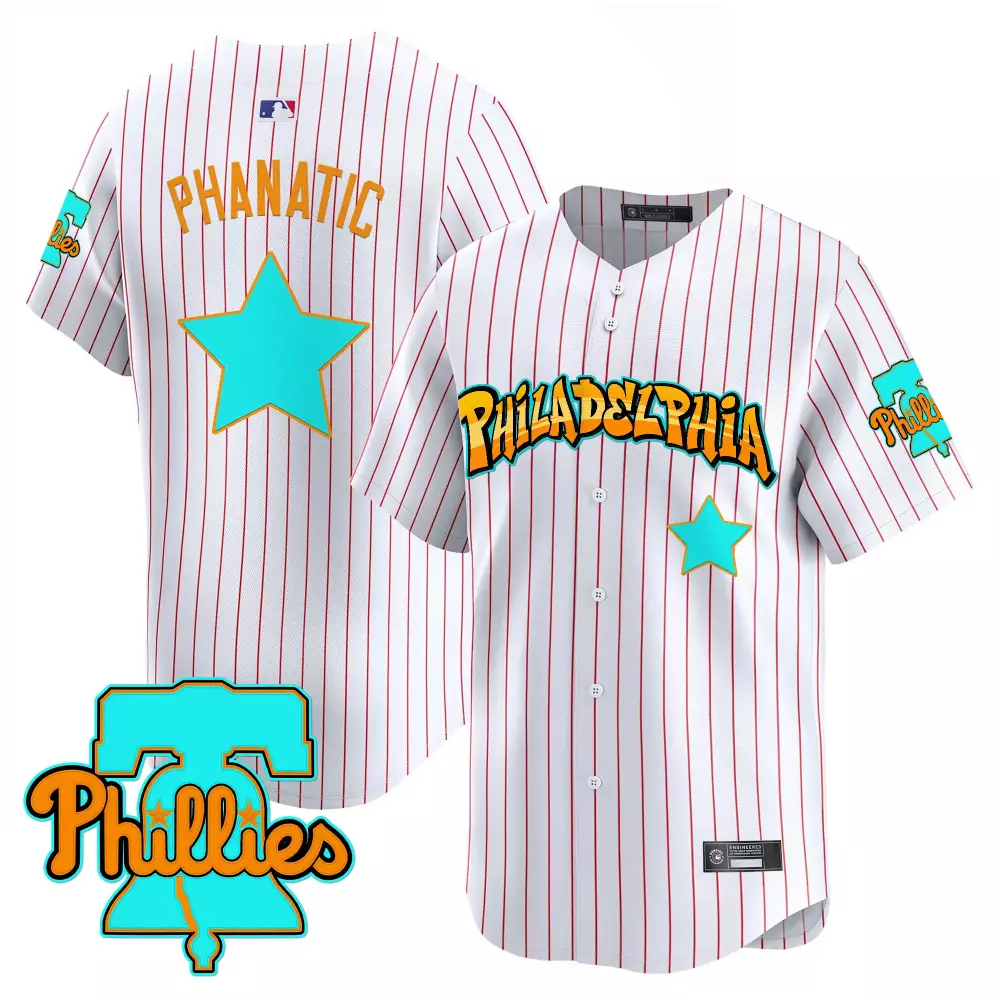 Phanatic Philadelphia Phillies Jersey White Red Teal Orange Vapor Embroidered