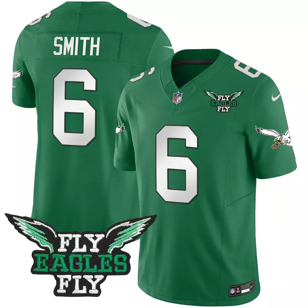 Smith Fly 6 Philadelphia Eagles Jersey Green Eagle Graphic Men White Black All Stitched
