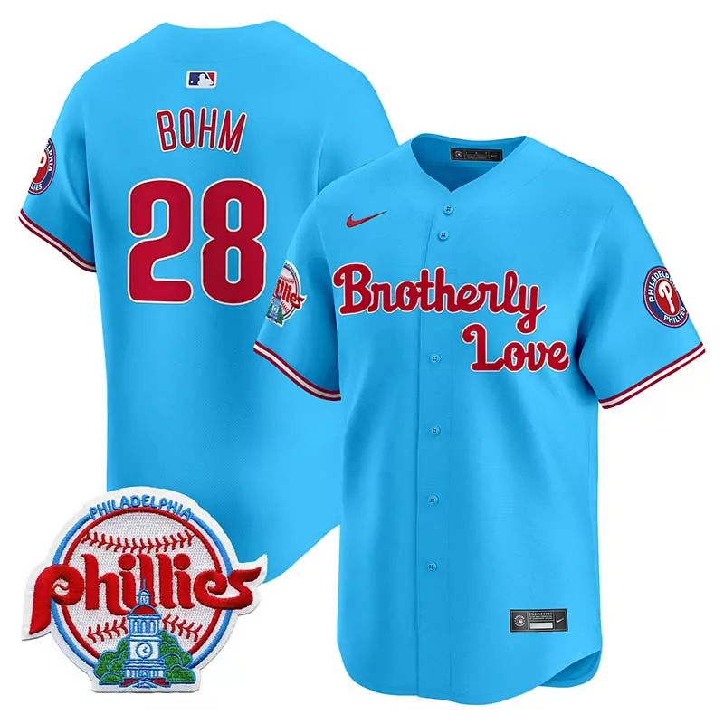 Alec Bohm 28 Jersey Light Blue Philadelphia Phillies Brotherly Love Men Alternate