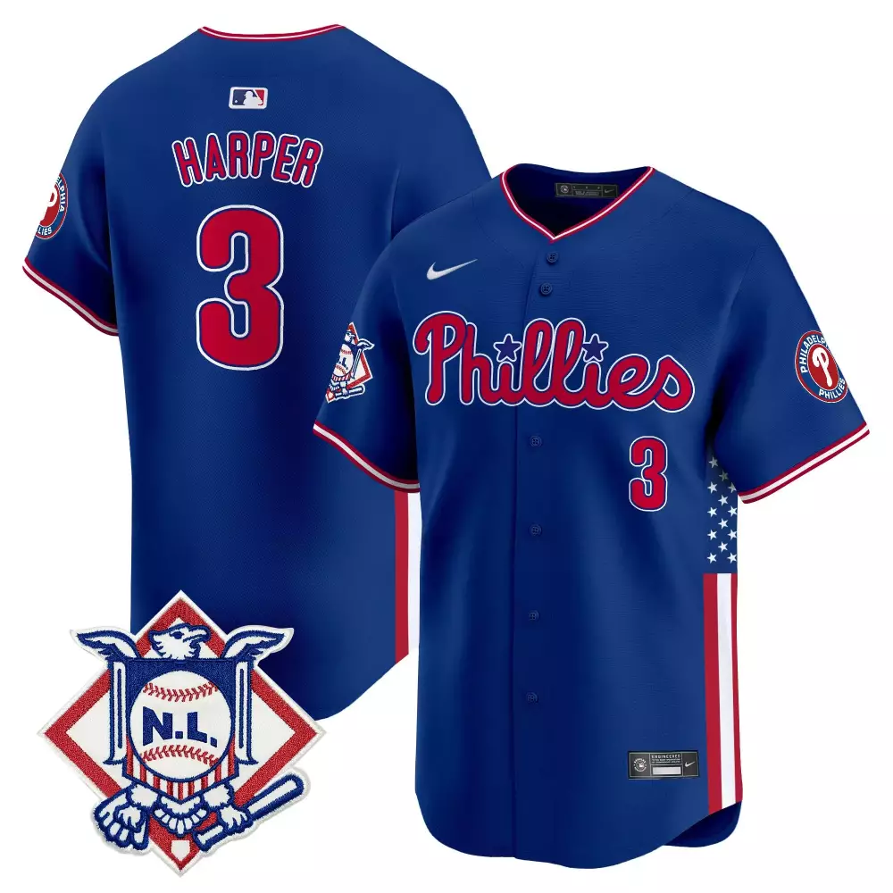 Bryce Harper 3 Phillies Jersey Blue City Connect Nl Men Split Design Red White All