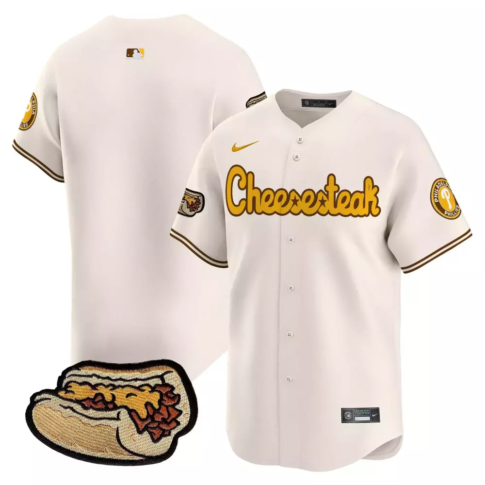 Cheesesteak Philadelphia Jersey White Phillies Men Yellow Brown Vapor Premier Limited
